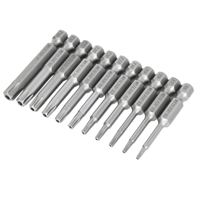 进口S2钢材梅花型风批内六角 带中孔六星批头电批头T5-T50