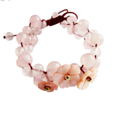 纯然饰品粉色粉晶手链手串女花朵