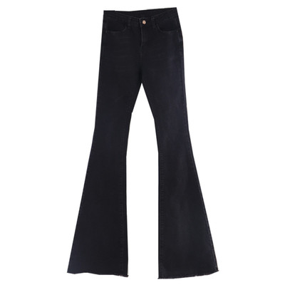 高个超长修身高腰春秋新款微喇叭