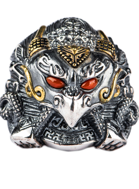 仓吉手工戒指s925银南红玛瑙对戒