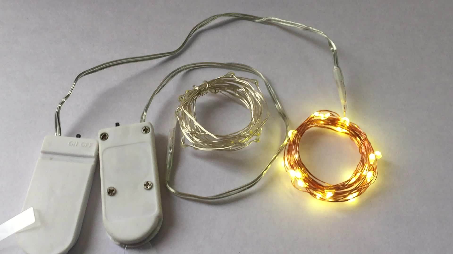2m Battery Powered 20 Led Mini Festoon String Light Cr2032 Copper Wire