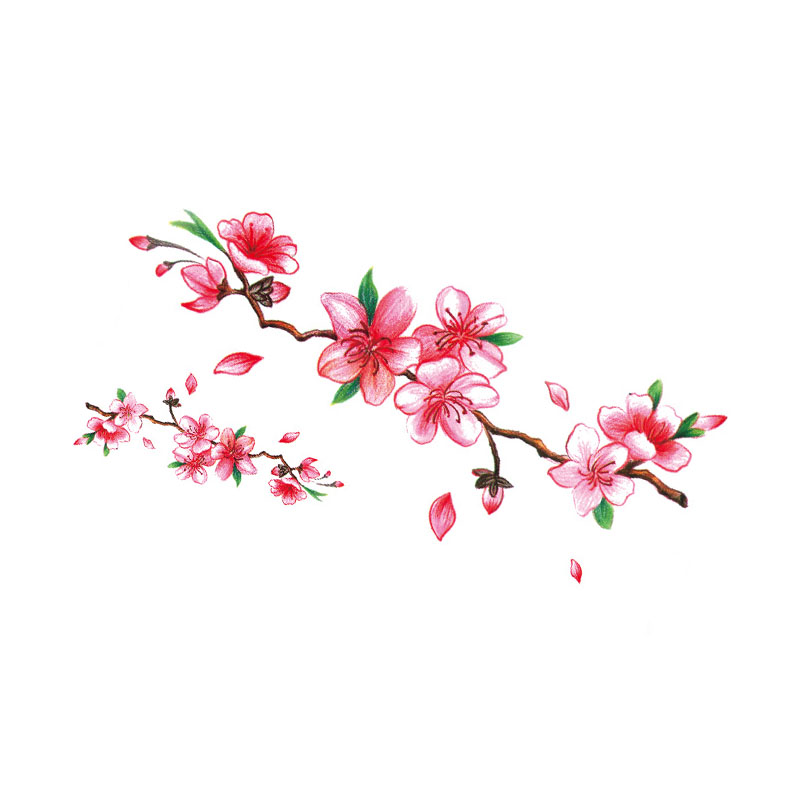 樱花纹身贴防水女持久性感仿真小清新肩部胸部可爱长花臂纹身贴纸