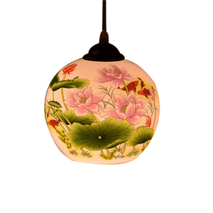 复古创意个性阳台现代中式灯具陶瓷田园吧台单头餐厅走廊过道吊灯