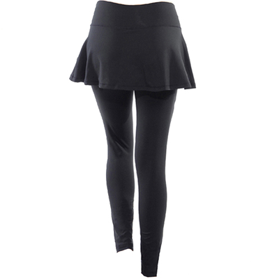 莉芝敏运动打底裤假两件透气紧身健身长裤女跑步瑜伽裤裙女8026