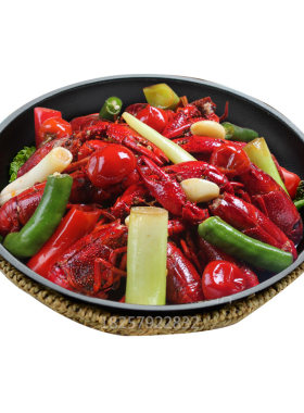 农家乐特色不沾干锅龙虾鱼头盘平铁锅个性餐具平底锅海鲜锅送托筐