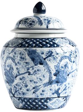 新中式风喜鹊眉梢青花瓷花瓶摆件