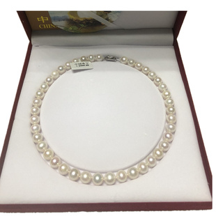 高端珍珠 9-10mm正圆强光微瑕天然珍珠项链正品 妈妈礼物特别包邮