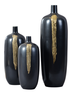 售楼部黑色陶瓷现代中式风装饰罐