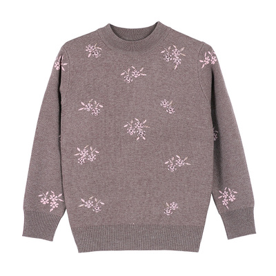 毛衣加厚半高领套头针织衫奶奶装