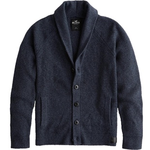 Hollister美国秋毛衣开衫男苹果领V领外套上衣外穿针织衫潮流百搭