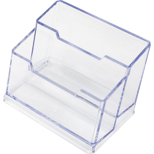 透明名片盒前台桌面架座摆台名片座收纳高档办公桌装放名片夹的盒子商务台卡创意明片塑料摆件底座大容量展示