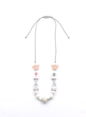 原创纯银貔恘蝴蝶骰子项链