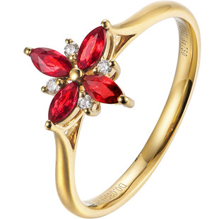 HIVENGI/海梵纪天然鸽血红宝石戒指18K金四爪镶钻轻奢时尚款