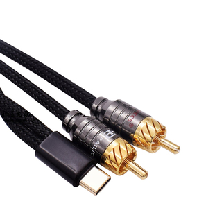 适用苹果USB-C手机音频线TYPEC转AUX双莲花红白莲花头RCA音箱线