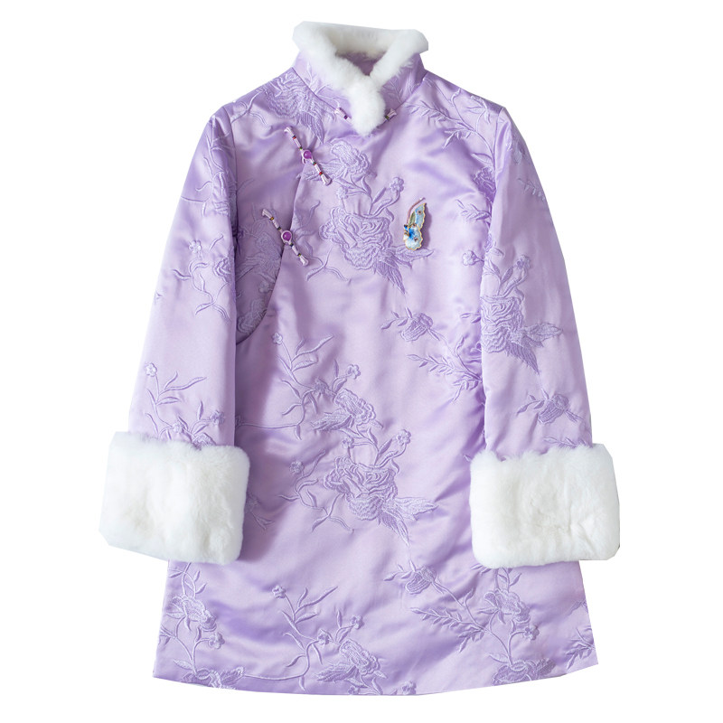 复古中式绣花织锦缎改良棉服上衣