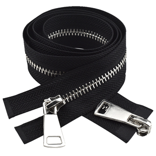 羽绒服双头拉链5号银白金属铜拉链皮衣夹克拉锁衣服棉服双开拉链