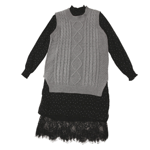 大码雪纺打底连衣裙蕾丝碎花拼接裙加绒中长款打底衫女长袖春新款