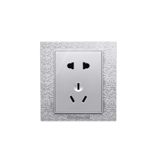 飞雕开关插座一开五孔86型魅影银银色家用正品组合118型面板