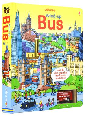 【现货】Usborne Wind-up Bus 发条公交车 四条轨道跑跑乐地板玩具书 儿童英语故事绘本纸板书 英文原版进口图书