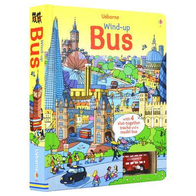 【现货】Usborne Wind-up Bus 发条公交车 四条轨道跑跑乐地板玩具书 儿童英语故事绘本纸板书 英文原版进口图书