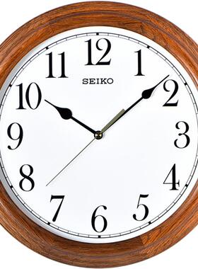 SEIKO日本精工13寸静音办公室客厅中式日式家用橡木实木挂钟