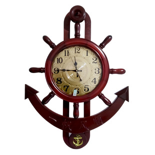 北极星船舵实木挂钟时尚创意客厅夜光表盘摆钟静音扫秒欧式大时钟