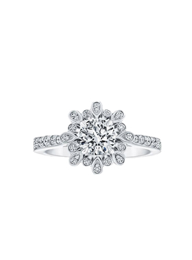 莫桑石纯银求婚18K金戒指定制