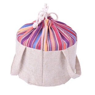 福鼎白茶布袋棉麻束口手提袋云南七子饼一提桶袋民族手工收纳袋