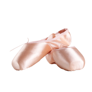 专业成人儿童女芭蕾舞鞋足尖鞋粉色红色缎面帆布中硬底绑带鞋子