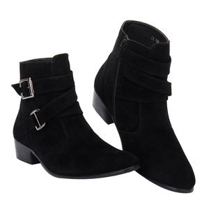 复古靴高帮冬季内增高韩版靴子男靴皮鞋保暖短靴磨砂皮靴尖头棉鞋