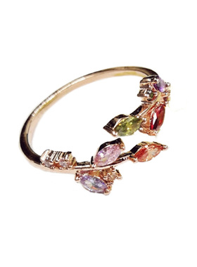 戒指女日韩潮人学生女彩金锆石