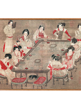 《宫乐图》新中式餐厅装饰画仿古