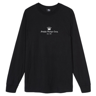 潮物Woo Stussy Est 1980 LS Tee 皇冠标语印花长袖情侣T恤男女潮