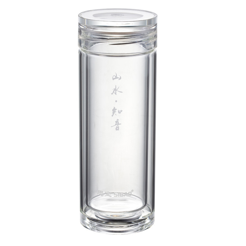 思宝玻璃杯男双层山水知音高硼硅