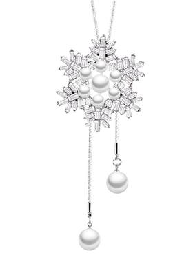 精美雪花长款项链大气水晶挂件