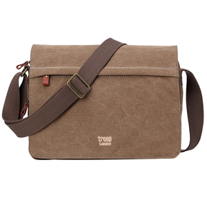 Troop休闲单肩包男简约时尚青年男士斜挎包男背包帆布包横款男包