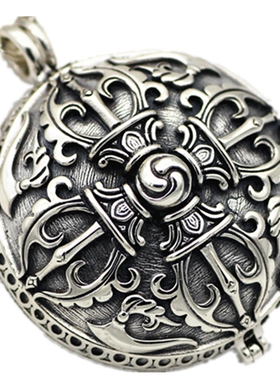 大容量纯银嘎乌盒可打开项链吊坠