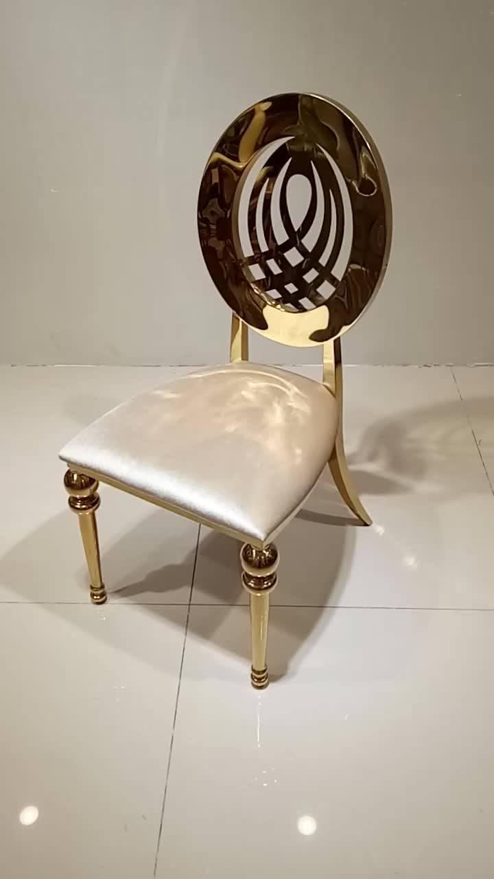 Wholesale Rental Furniture Metal Frame Modern Gold Banquet Dining Chair