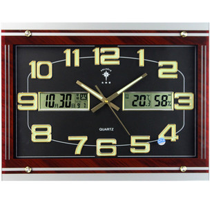 北极星超大24-30寸简约时钟静音夜光客厅日历温湿度挂钟石英钟表