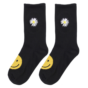 GD同款权志龙潮牌小雏菊花peace中筒长袜子pmo af1 peaceminusone