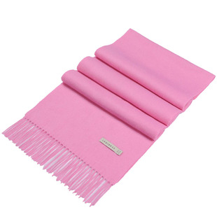 2025新款羊绒围巾高档秋冬季加厚礼盒装纯色羊毛披肩女加长粉红色