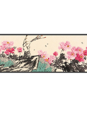 新中式风牡丹沙发背景墙装饰画