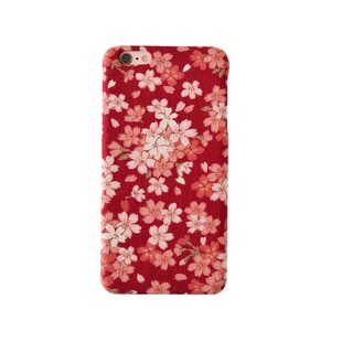 定制手工日系和风浪漫红樱花清新布艺手机壳iPhone13141516promax