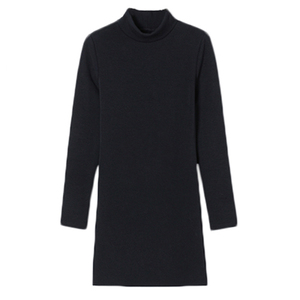 秋冬修身中长款纯棉t恤半高领加绒加厚长袖打底衫大码秋衣女外穿