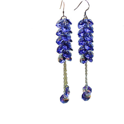 忆奴娇紫藤新款纯银水滴水晶饰品