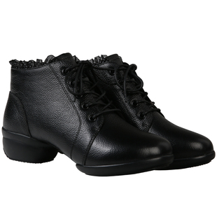 娇百惠秋季舞蹈鞋女鞋真皮广场舞鞋软底黑色跳舞鞋爵士水兵舞鞋女