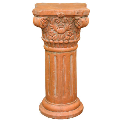 欧式罗马柱复古做旧红陶花园园艺