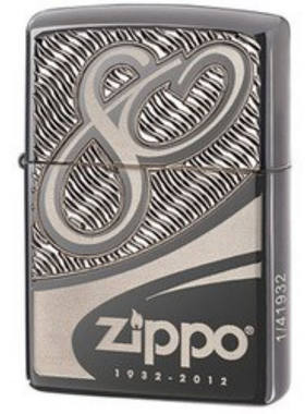 Zippo盔甲黑冰打火机80周年纪念