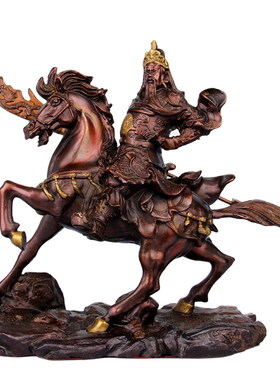 纯铜骑马关羽佛像摆件武财神爷