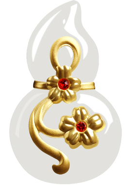 鸿涛24k足金吊坠链小葫芦白玉石